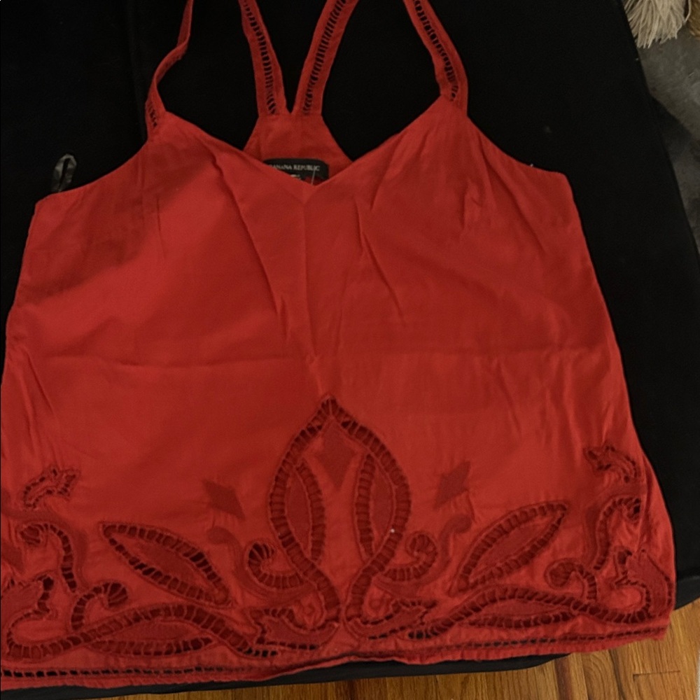 Banana Republic Orange/Red Embroidered Camisole
